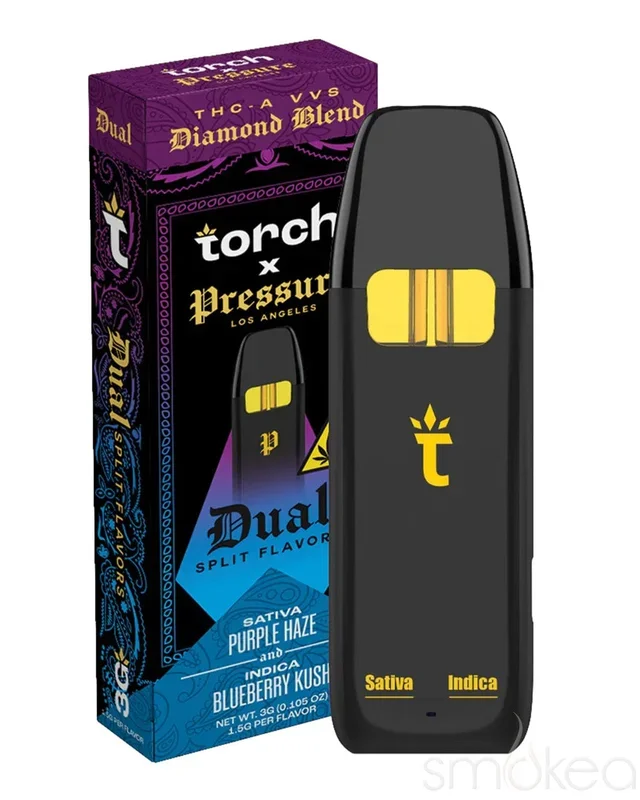 Torch x Pressure Dual THCA Diamond Blend Vape – Purple Haze x Blueberry Kush